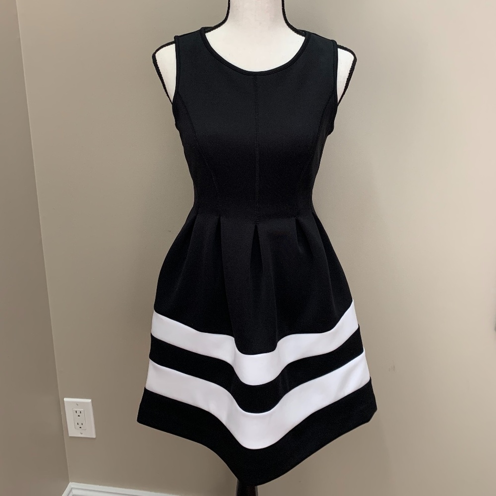 Formal Black Fit & Flare Dress with Pockets